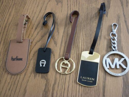 Lot of 5 MK Lauren Aigner Hartmann Michael Kors Ralph Hang Tag Key Fob Bag Charm