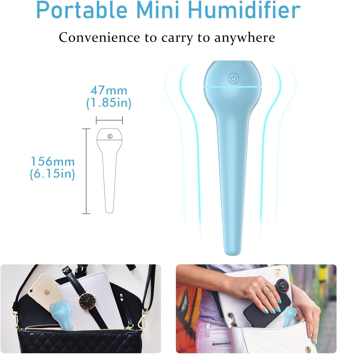 Portable Mini Humidifier USB Cool Mist Ultrasonic Humidifier with Water Bottle P