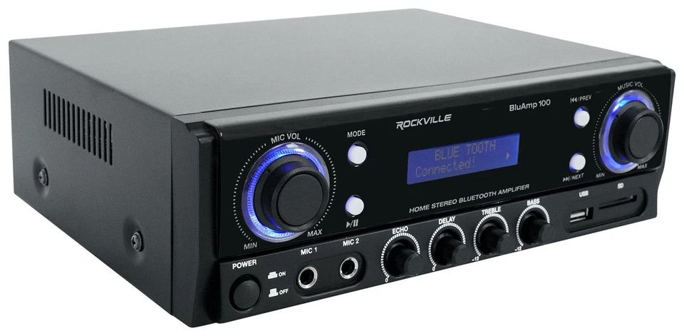 Rockville BLUAMP 100 Home Stereo Bluetooth Amplifier with USB/Mic Input+RCA Out - Image 2 of 4