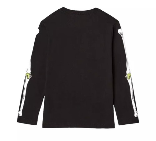 New Boys Girls Black Halloween Skeleton Ribs Long Sleeved Shirt Small (S) (6-7) - Picture 2 of 4