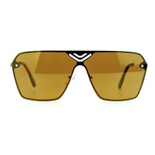 Rimless Fashion Sunglasses Futuristic Square Full Mirror Lens Frame