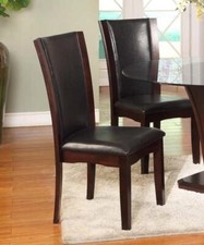 Dark Brown Solid Wood Dining Chairs Set of 2