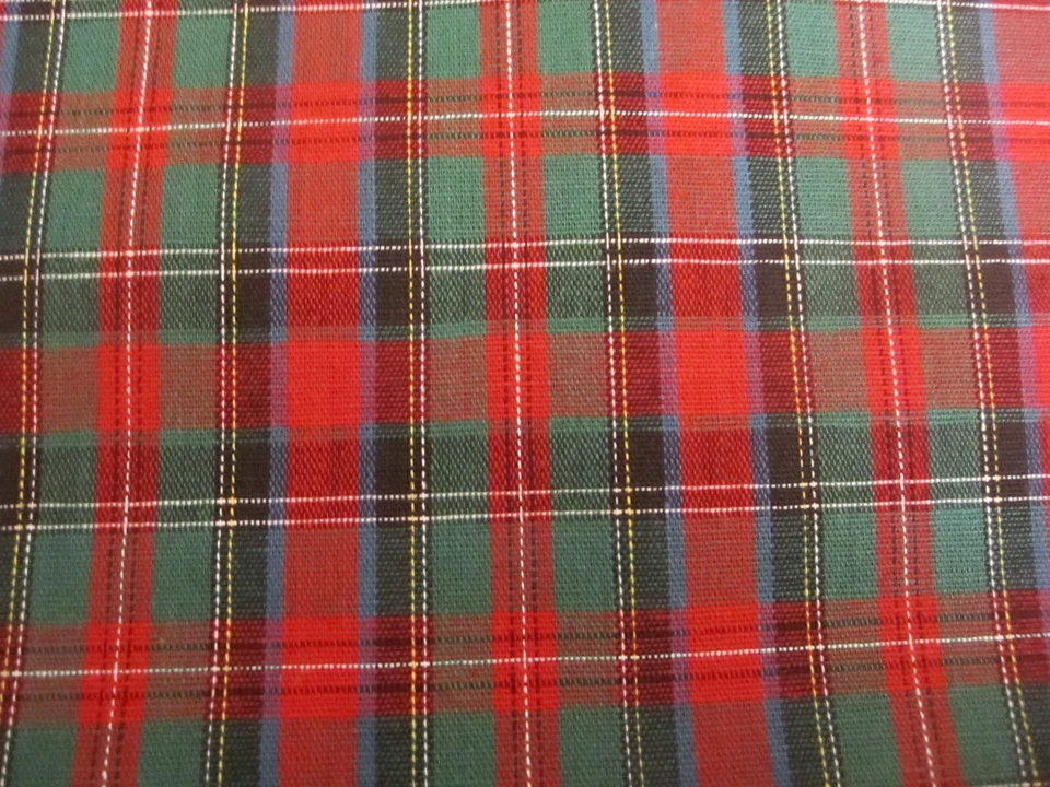 Tela de tartán de polialgodón a cuadros peso ligero rojo verde POR Y X 58 Foto 3 de 4