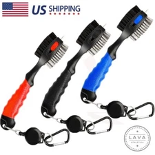 US 2 Sided Golf Club Brush Cleaner Retractable Groove Cleaning Tool With Spike