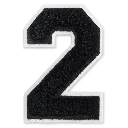 2-1/2" Chenille Stitch Varsity Iron-On Number Patch by pc, Black/White, TR-12244 - 第 1/12 張圖片