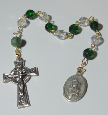 Handmade in the USA St Patrick & St Bridget Single Decade Rosary w/ Celtic Cross