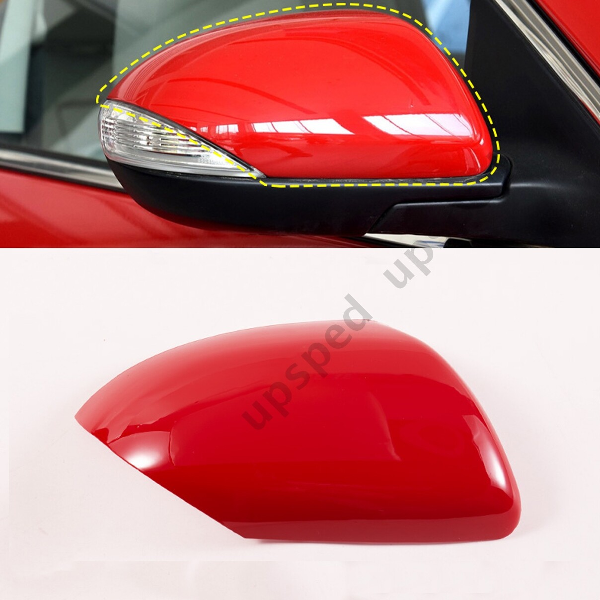 Red Right Passenger Side Rearview Mirror Cover Cap For Mazda 3 2010-13 W/Signal