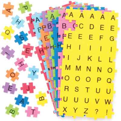400 Self-Adhesive Foam Jigsaw Puzzle Letters 33mm x 24mm 8 Colours NEW ...