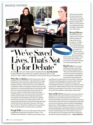 Katie Hood CEO One Love Foundation Badass Women Bracelet magazine CLIPPING photo