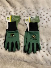 2 Pair Lot John Deere Light-Duty Cotton Grip Gloves Gardening - Youth KIDS Size