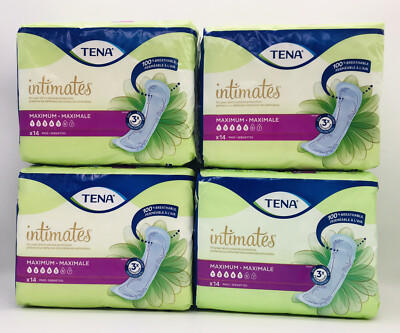 4 - Tena #5 Intimates Moderate 3x Protection Incontinence Pads 14 Count 56 Total
