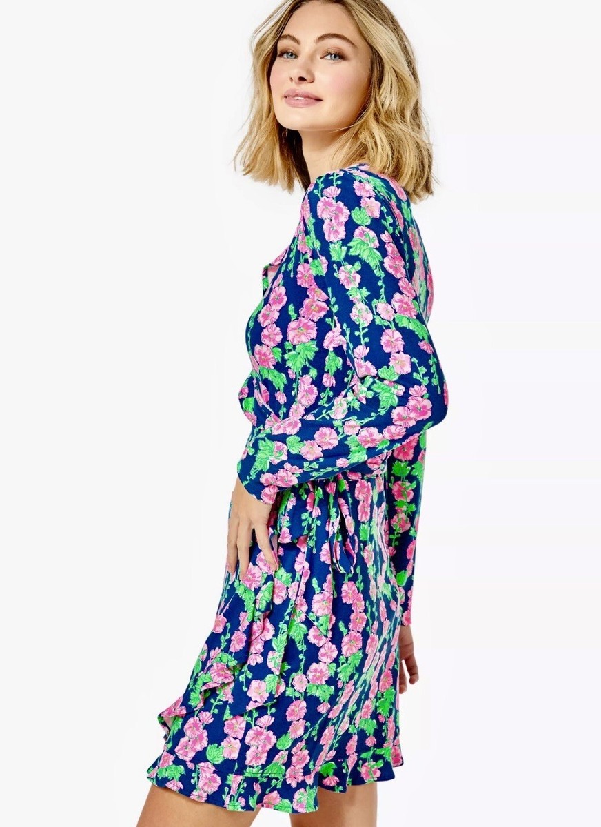 NWT Lilly Pulitzer Mirelle Oyster Bay Navy De Vine Ruffle Wrap