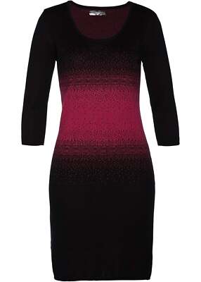 Strickkleid mit Jacquard-Muster Gr 36/38 Schwarz Beerenrot Damen Minikleid Neu*