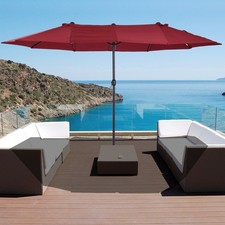 15 ft Double-Sided Patio Umbrella Large Outdoor Market Umbrella w/ Crank Vents