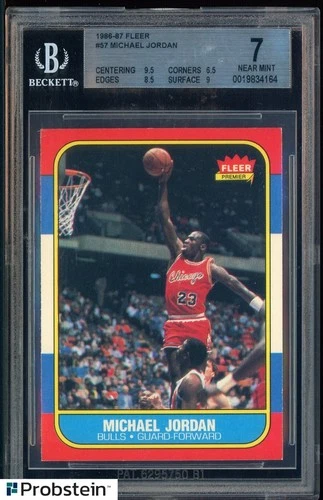 1986-87 Fleer Basketball #57 Michael Jordan RC Rookie HOF BGS 7 w/ 9.5 CENTERING