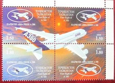 Tajikistan 2005  Transport  AIRBUS  A380  - first flught   4 v  perforated  MNH