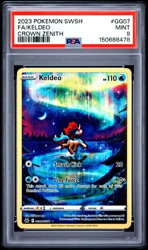 2023 POKEMON SWORD & SHIELD CROWN ZENITH #GG07 FULL ART/KELDEO PSA 9