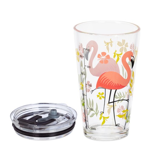 Trinkgläser Trinkbecher mit Flamingo Kinder-Glasbecher Smoothiebecher 450 ml - Bild 7 von 10