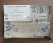Cabbages & Roses Valance Constance Blue Natural Linen Vintage Bouquet Floral NWT