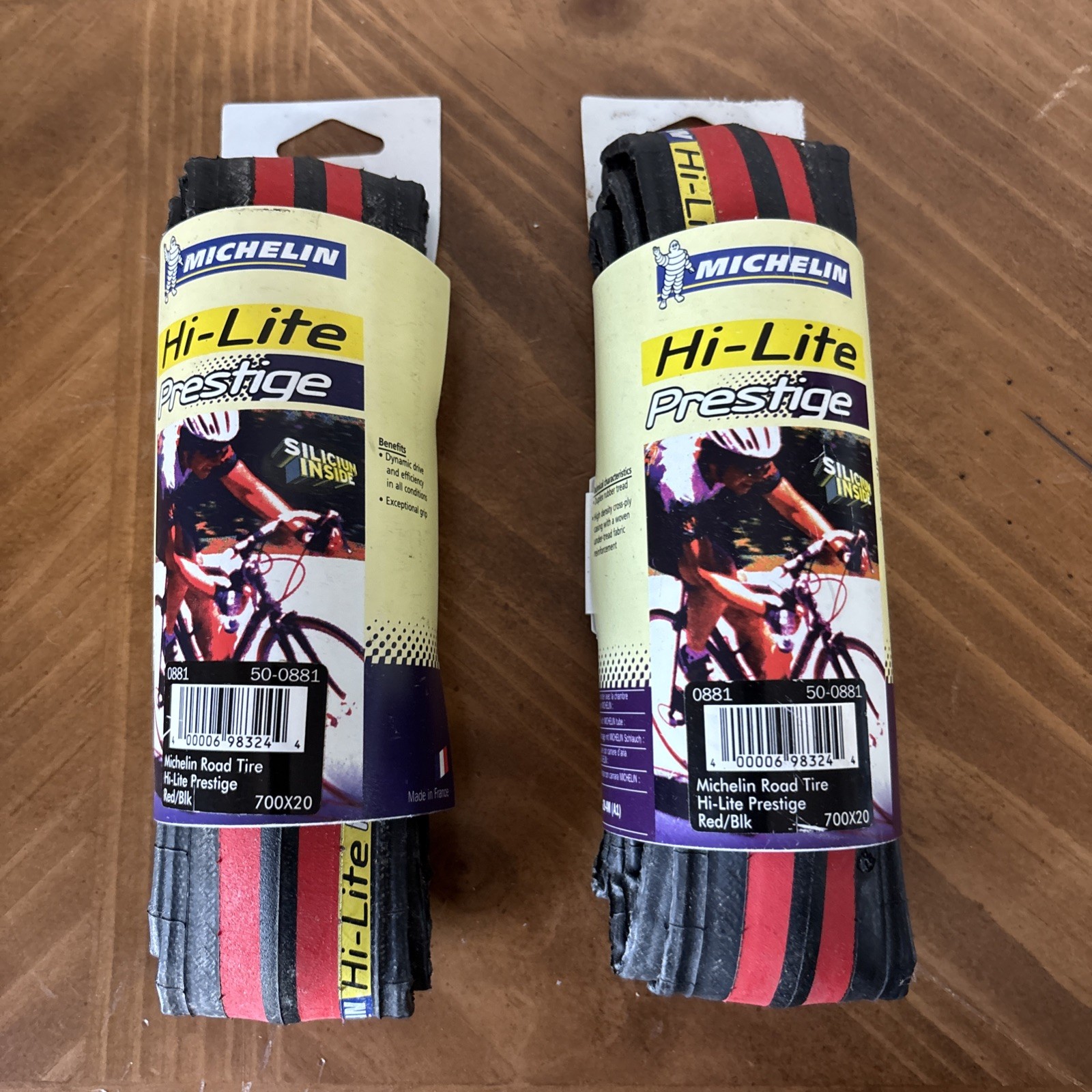 MICHELIN HI-LITE PRESTIGE Road Bike Tires 700 x 20 Red & BLACK NOS Never Used