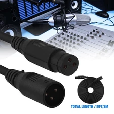 10 Foot ft 3Pin Male To Female XLR Cable for DMX512 Light Lighting Data Transfer