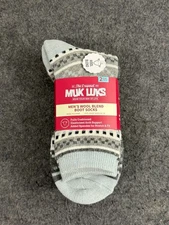 Muk Luks Men's Socks Wool Blend Crew 2 Pair Shoe Size 10-13 Fully Cushioned