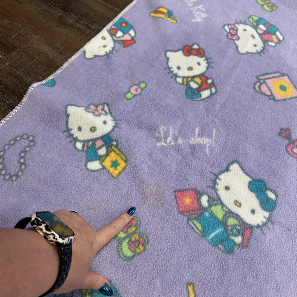 Manta polar Hello Kitty púrpura vintage Sanrio Let’s Shop perlas Y2K 2003 Foto 2 de 4