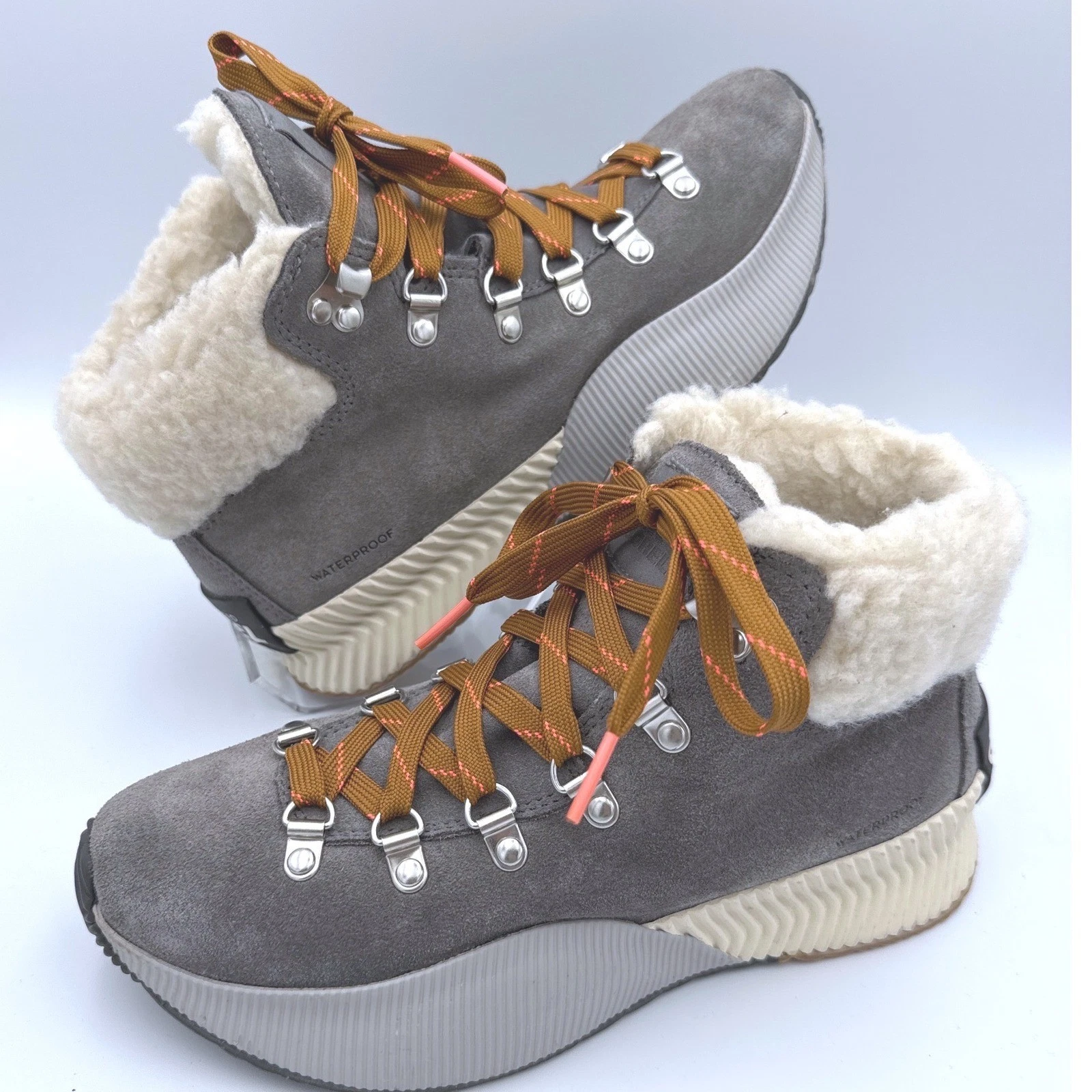 Sorel Women Out N About III Conquest 7 Grey Waterproof Suede Faux Fur Boots