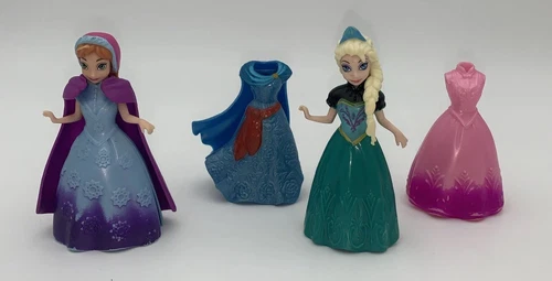 Polly Pocket Disney Princess MagiClip Anna & Elsa Frozen Set Lot P3-4