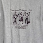 Gray vintage Hanes Beefy-T personnel temps Inc. T-shirt XL with black line art of three people in front of a grid.