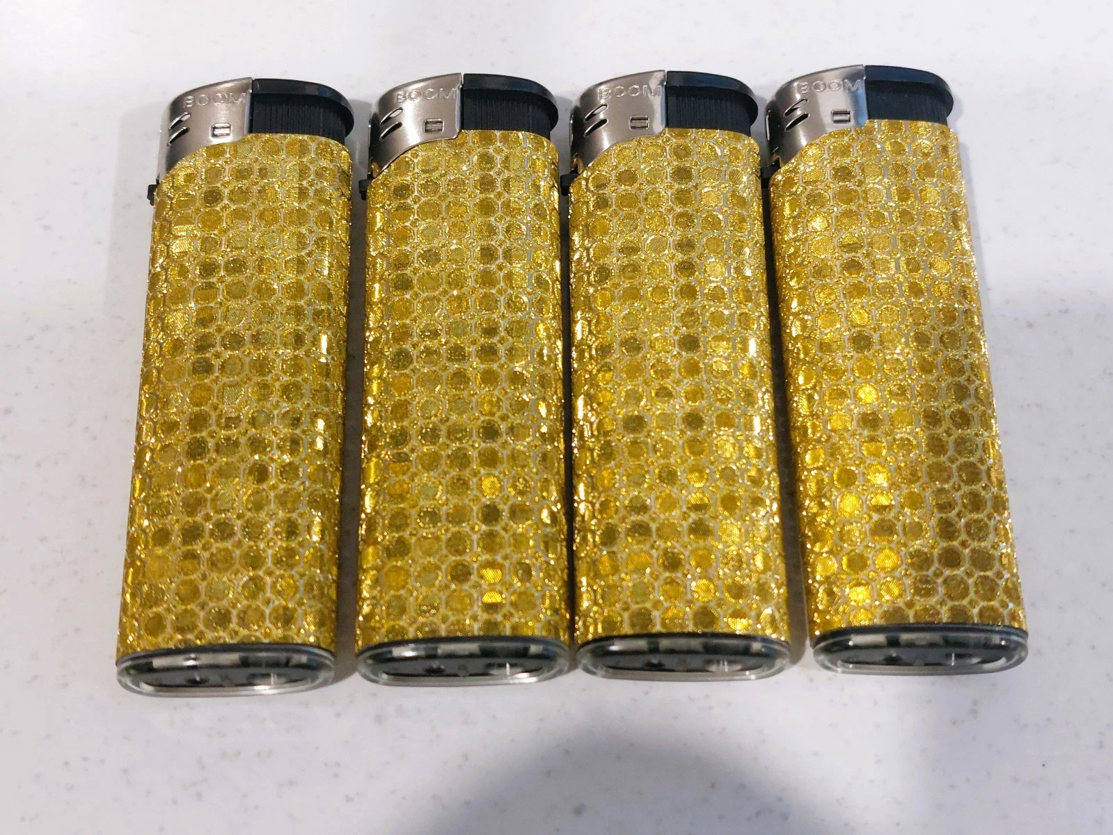 electronic gas refillable gold metallic lighter new style x4 LIGHTERS - Picture 1 of 4