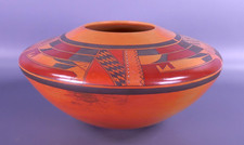 * Signed Loren Ami Hopi Pottery Vase Southwest Native Olla Geometric Polychrome