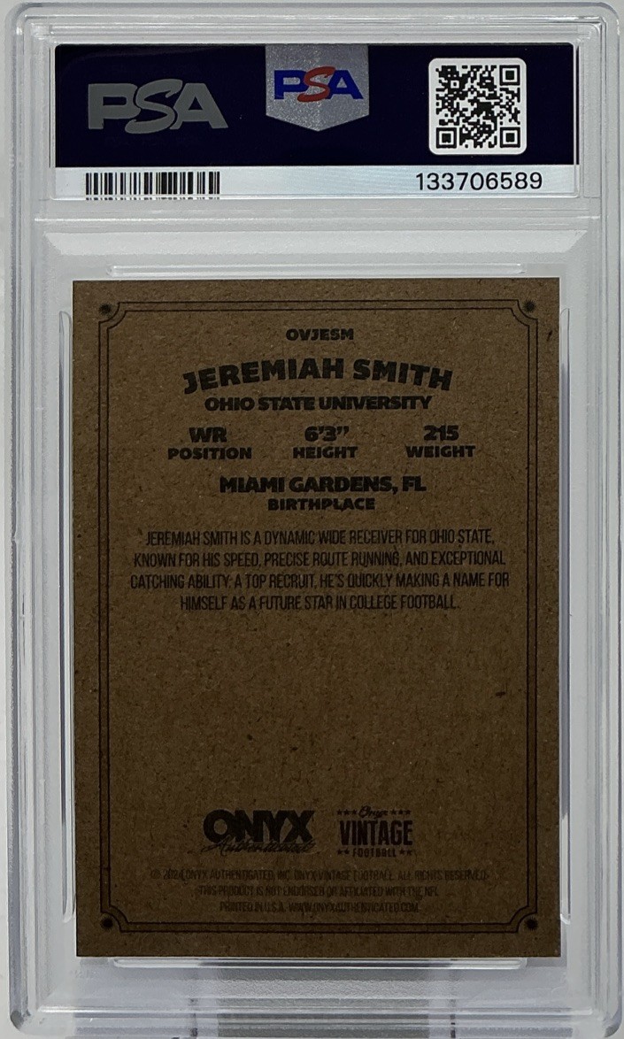 Jeremiah Smith Rookie PSA 10- 2024 Onyx Vintage -Ohio State University -Phenom view 6