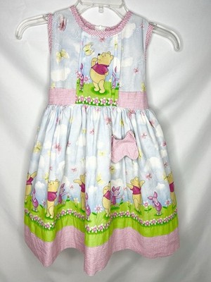 Vintage Daisy Kingdom ''Pooh and Piglet'' Girls Sundress Sz 4 Summer Party Blue