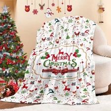 Christmas Blanket Santa Claus Deer Flannel Throw Blanket Soft Plush Snowman Blan
