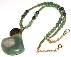 Beautiful flawless polished green druzy crystal gemstones pendant Necklace #514