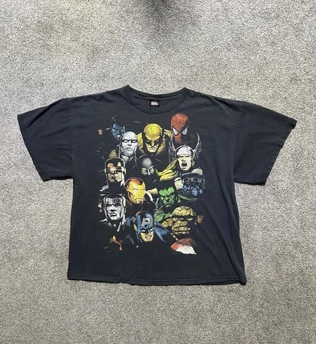 Vintage Y2K Marvel Mad Engine X Men Avengers  T-Shirt Black Men’s Size 2XL
