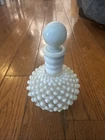 Vintage Hobnail White Milk Glass Perfume Bottle W/ Stopper 6" Cologne Decanter
