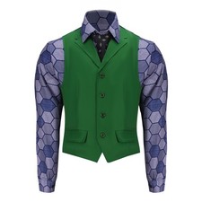 Adult Men Joker Costume Shirt Vest Tie Outfit Suit Set Man Knight Clown...