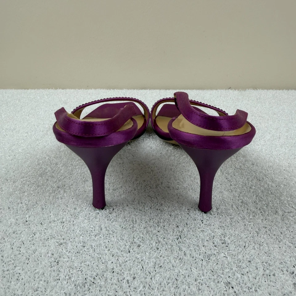 Salvatore Ferragamo туфли женщин размер 7 фиолетовый кристалл слинга каблук Италии недостаток - Изображение 4 из 4