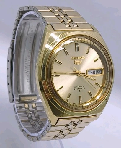 Vtg 1976 Seiko 5 Automatic Date 7S26-0060 21J Gold Plated Bracelet Gents Watch