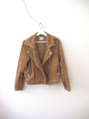 Pimkie Tan Corduroy Aviator Zip Up Jacket Small Medium