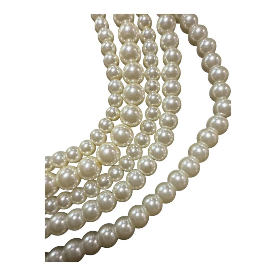 NWT J. CREW Silver Tone Multi Strand Layered Faux Pearl Necklace JC276 - Image 3 of 4