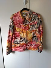 Women's Artsy Colorful Feminine Jacket Animal Print  Eclectic Boho Chic Size M