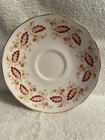 257e Vintage Queen Anne Gold & Burgundy Floral & Leaf Teacup & Saucer 8574 D577 — photo 2