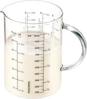 Messbecher Glas 1L Aus HitzebestäNdigem Borosilikatglas - GroßEr Glas Messbecher