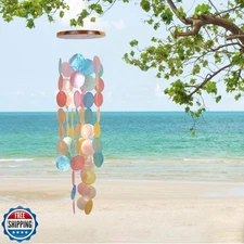 ASTARIN Capiz Shell Wind Chime for Outside 28” Handcrafted Sea Shell Wind Chi