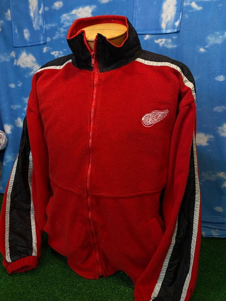 Detroit Red Wings Jacket Sweatshirt sports G111  Large L red Sweater 19 S11 - Image 3 of 4