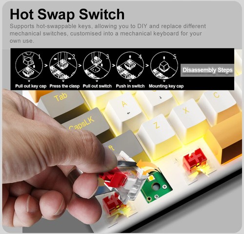 USB Mechanical Gaming Wired Keyboard Red Switch 61 Keys Gamer Russian Brazilian - Picture 17 of 29