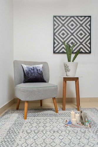 Bordered Transitional - 3'6"x5'6", Geometric Pattern Area Rug - 510 - Picture 25 of 31